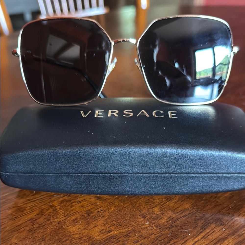 Versace Black Oversized Sunglasses with Dark Lenses
